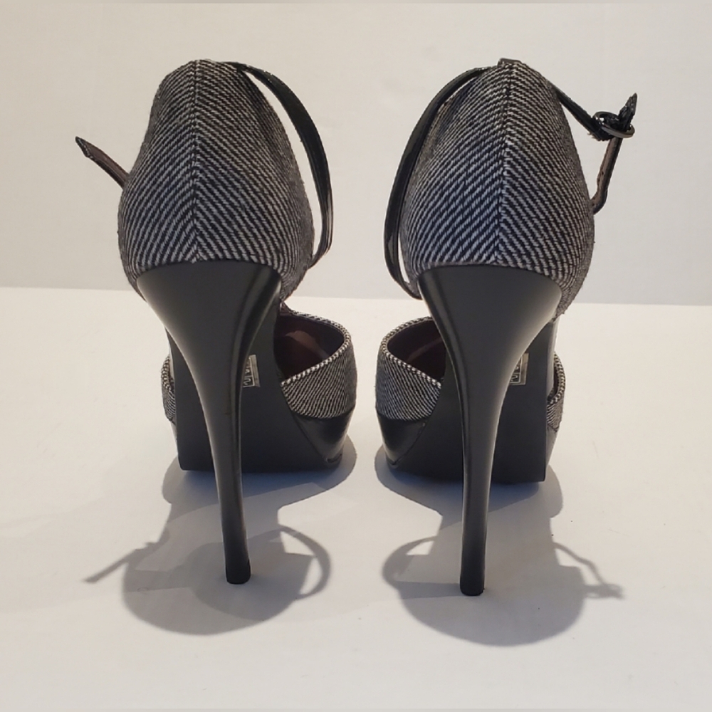 Lulu Townsend Black and White T-strap Heels Sz 10 - Picture 6 of 7